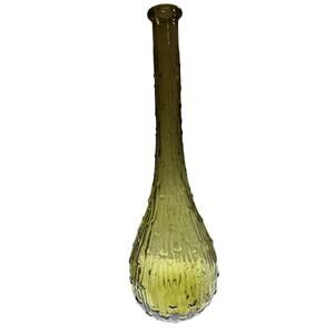 VTG Empoli Italy Olive Green Wax Drip Genie Glass Bottle 15.3/8" Tall
